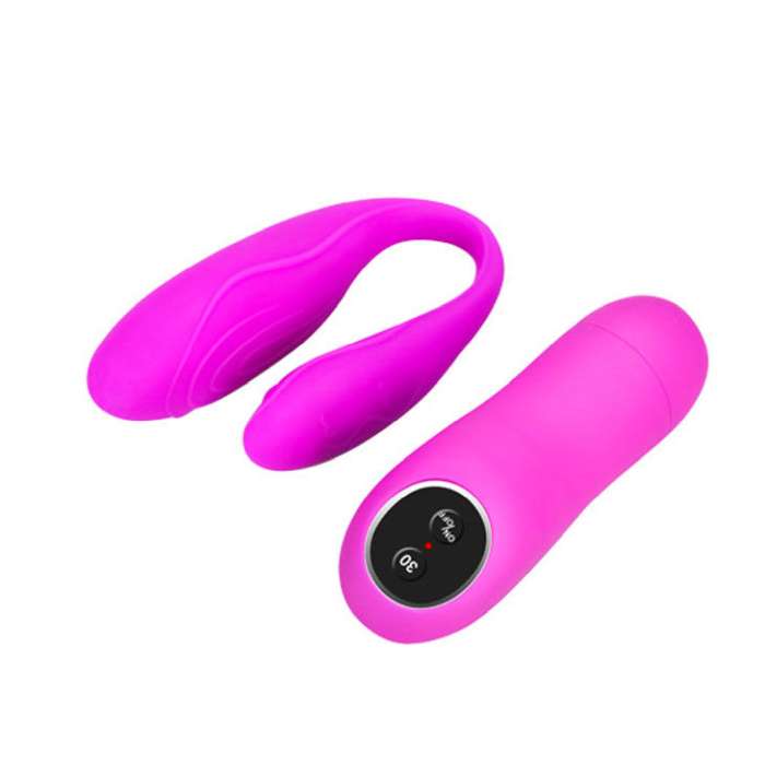 VIBRADOR COM ESTIMULADOR PARA CASAL COM COMANDO - PRETTY LOVE