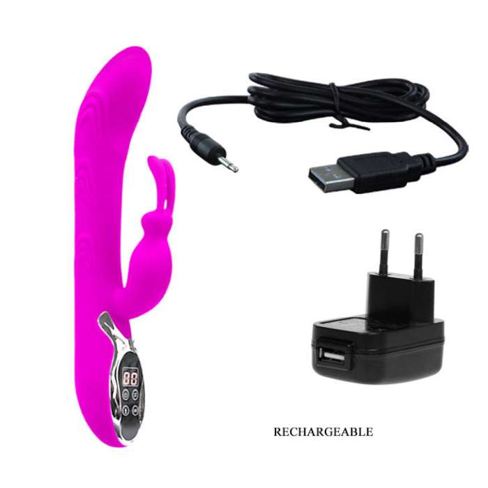 VIBRADOR COM ESTIMULADOR DE CLITÓRIS - PRETTYLOVE