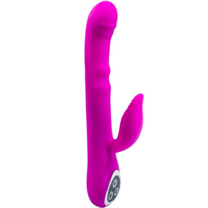 VIBRADOR COM ESTIMULADOR DE CLITÓRIS E FUNÇÃO DE ROTAÇÃO - PRETTYLOVE