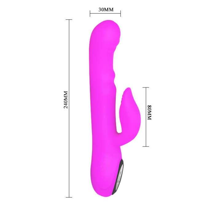 VIBRADOR COM ESTIMULADOR DE CLITÓRIS E FUNÇÃO DE ROTAÇÃO - PRETTYLOVE