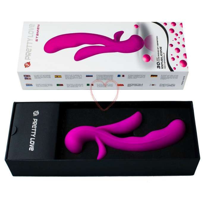 MASSAGEADOR COM ESTIMULADOR DE CLITORIS - PRETTY LOVE