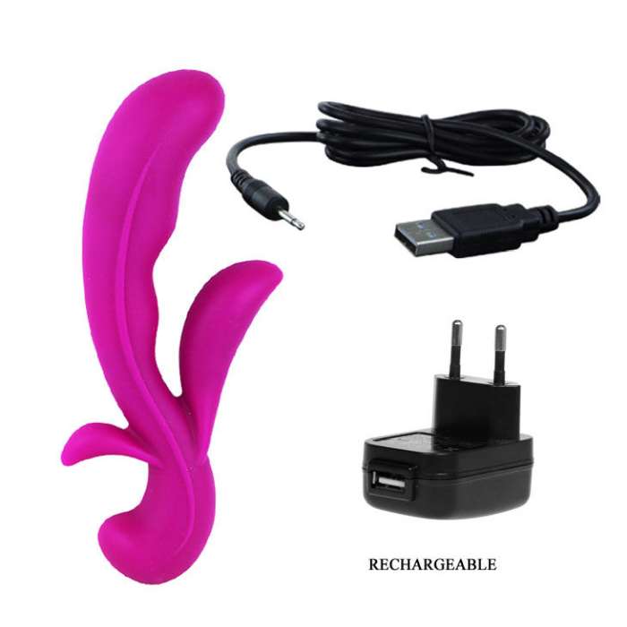 MASSAGEADOR COM ESTIMULADOR DE CLITORIS - PRETTY LOVE