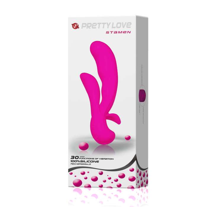 MASSAGEADOR COM ESTIMULADOR DE CLITORIS - PRETTY LOVE