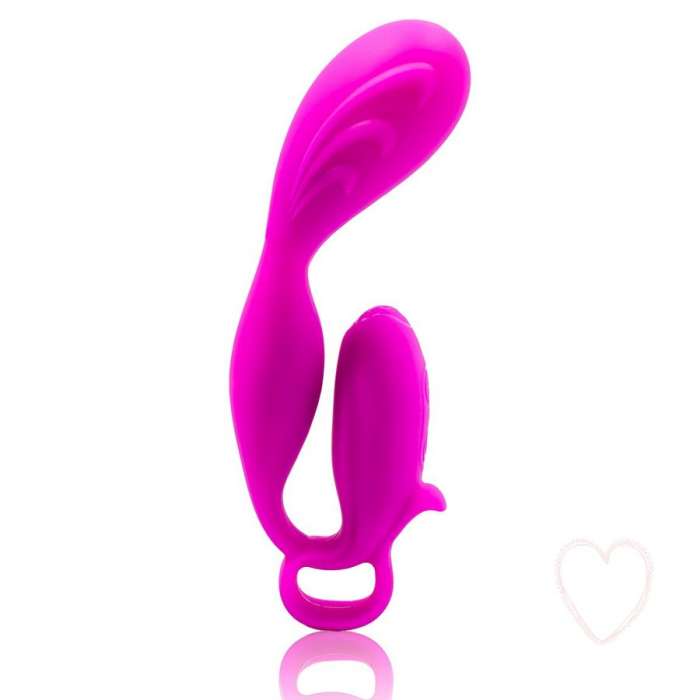 MASSAGEADOR COM ESTIMULADOR DE CLITORIS -  PRETTY LOVE