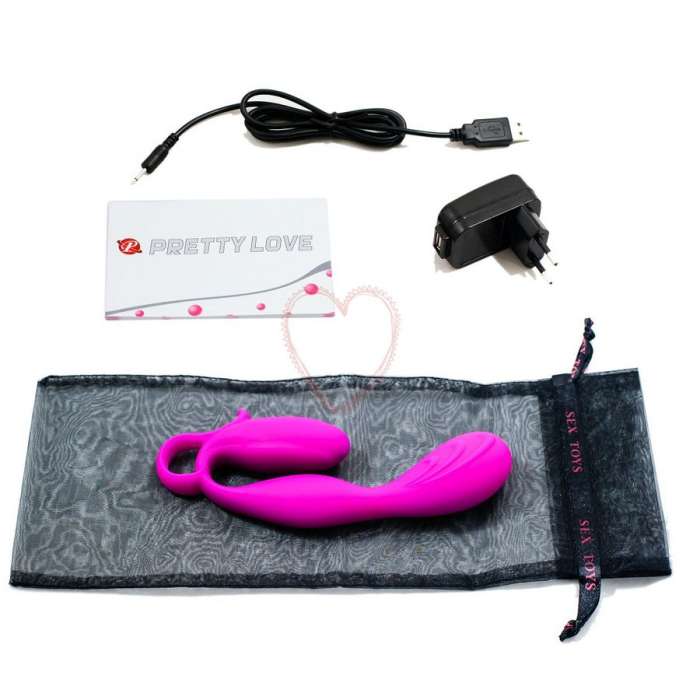MASSAGEADOR COM ESTIMULADOR DE CLITORIS -  PRETTY LOVE