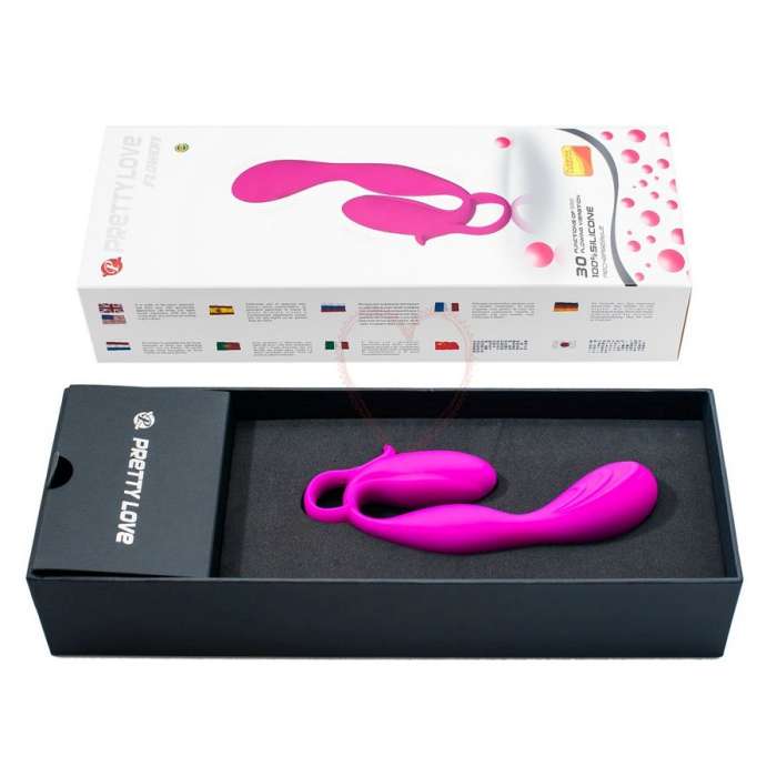 MASSAGEADOR COM ESTIMULADOR DE CLITORIS -  PRETTY LOVE