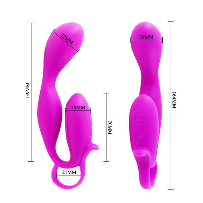 MASSAGEADOR COM ESTIMULADOR DE CLITORIS -  PRETTY LOVE