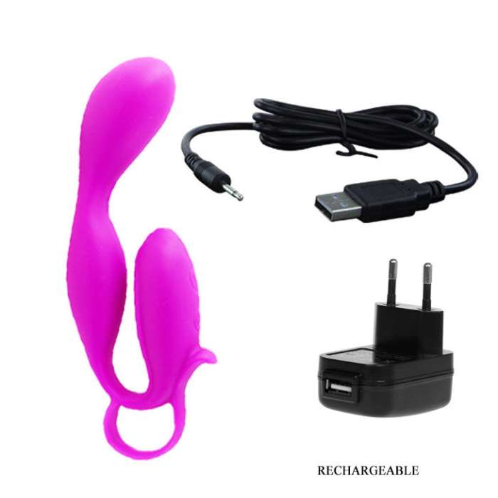 MASSAGEADOR COM ESTIMULADOR DE CLITORIS -  PRETTY LOVE