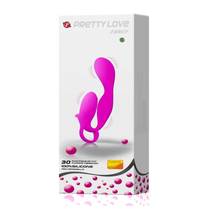 MASSAGEADOR COM ESTIMULADOR DE CLITORIS -  PRETTY LOVE