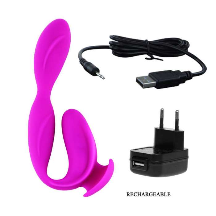 MASSAGEADOR COM ESTIMULADOR DE CLITORIS - PRETTY LOVE