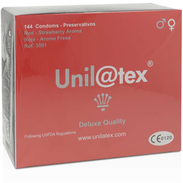 PRESERVATIVOS - UNILATEX DE MORANGO / VERMELHO UNILATEX 144 UNIDADES