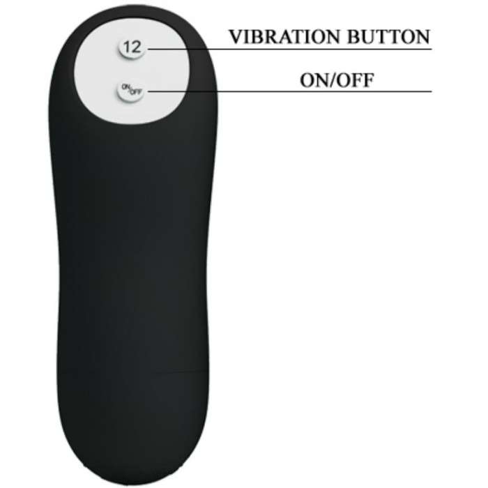 PRETTY LOVE - PLUG ANAL SILICONE FORMA PENIS E 12 MODOS VIBRAÇÃO - NEGRO