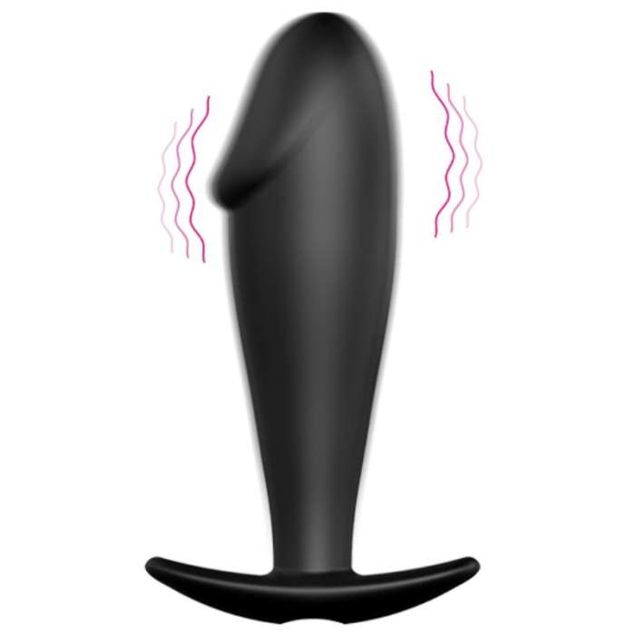 PRETTY LOVE - PLUG ANAL SILICONE FORMA PENIS E 12 MODOS VIBRAÇÃO - NEGRO