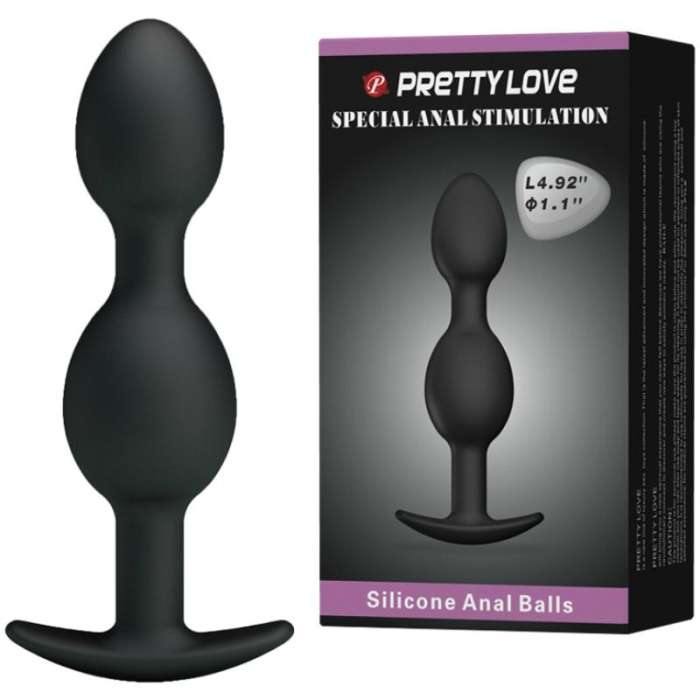 PRETTY LOVE BOLAS ANALES SILICONA 12.5 CM NEGRO