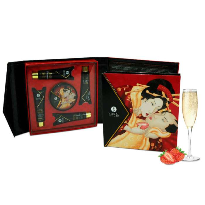 KIT EROTICO - SEGREDOS DE GEISHA COM VINHO DE MORANGO