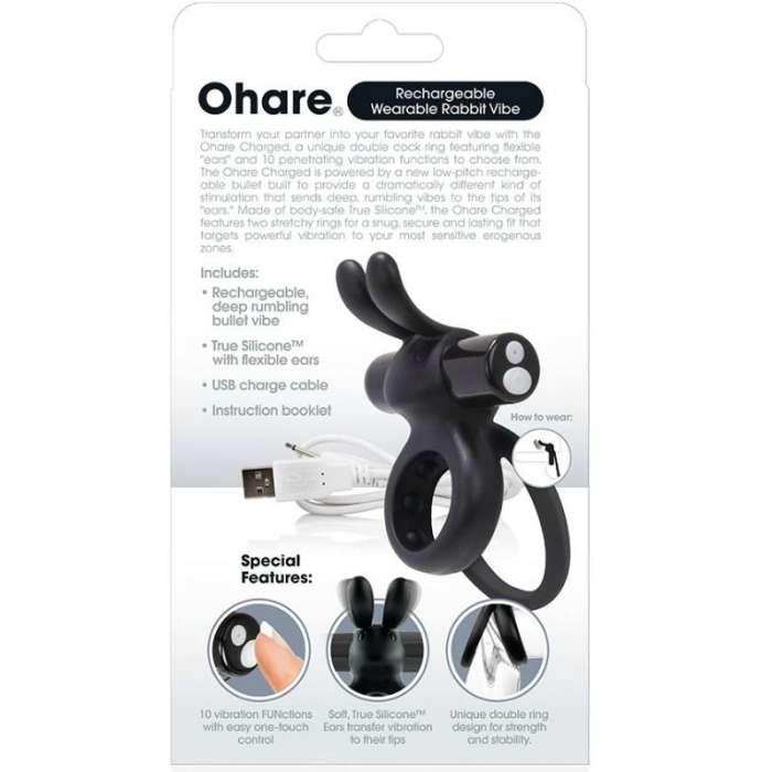 GRITANDO O ANEL VIBRANTE RECARREGÁVEL COM COELHO - O LEBRE- PRETO