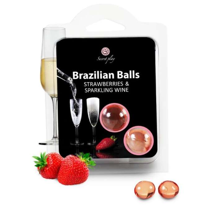 LUBRIFICANTE -  2 BOLAS BRASILEIRAS MORANGOS COM CAVA