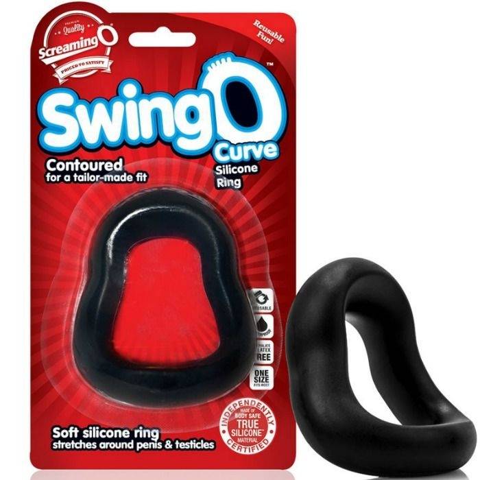 SCREAMING O - ANEL DE SILICONE CURVADO SWINGO PRETO