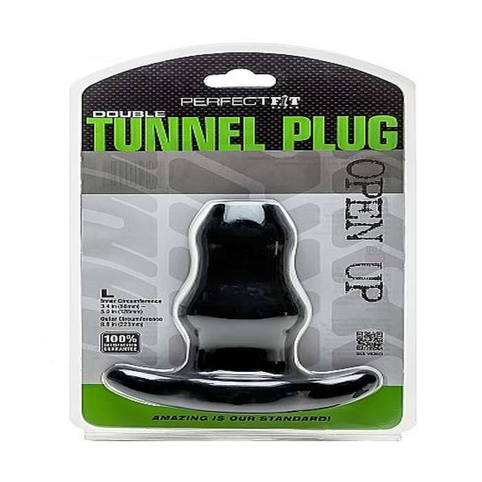 PLUGUE DE TÚNEL DUPLO DE AJUSTE PERFEITO L GRANDE - PRETO