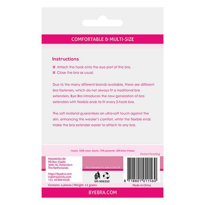 EXTENSOR DE SOUTIEN - BYE BRA FLEXIBLE BRA EXTENDERS 2 HOOK NUDE 4UDS