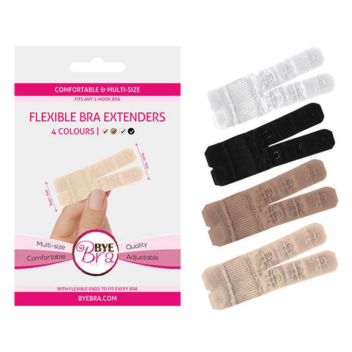EXTENSOR DE SOUTIEN - BYE BRA FLEXIBLE BRA EXTENDERS 2 HOOK NUDE 4UDS