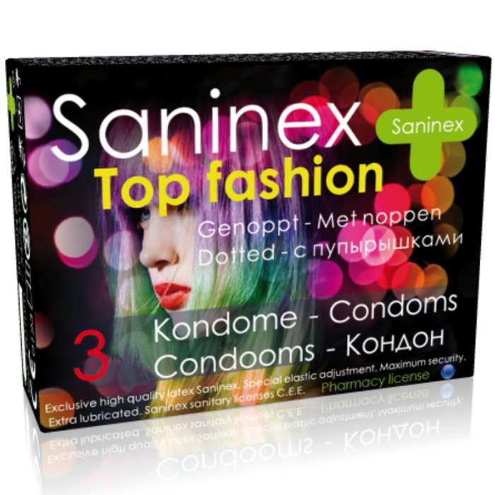 PRESERVATIVOS - SANINEX CONDOMS TOP FASHION PONTOU 3 UNIDADES