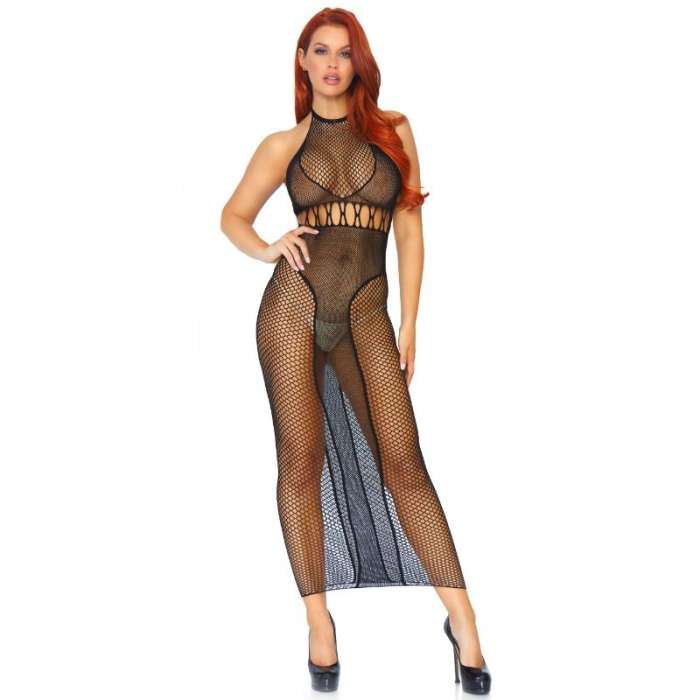 VESTIDO LEG AVENUE NET COM TRASEIRA NÃO COBERTA