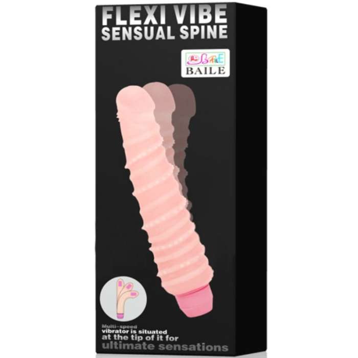 DILDO FLEXIVEL COM ESTIMULAÇAO ESPIRAL, COM VIBRAÇAO E VENTOSA - FLEXI VIBE