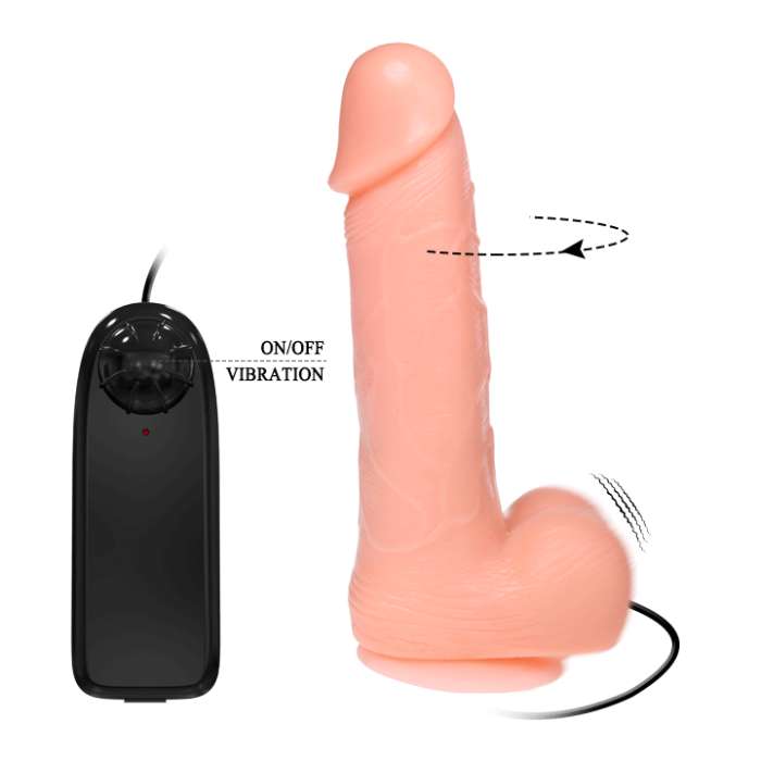 DILDO REALISTICO COM FUNÇÃO DE ROTAÇÃO E VIBRAÇÃO - 20 CM