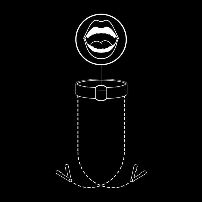 COLAR COM GRAMPOS DE MAMILO - FETISH SUBMISSIVE