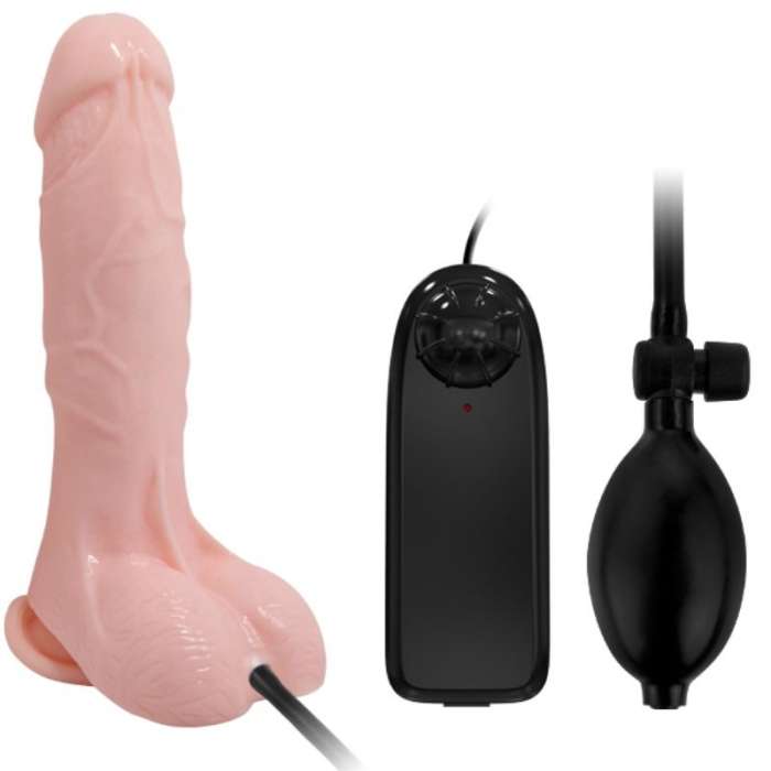 DILDO REALÍSTICO INSUFLÁVEL E VIBRADOR 18,8 CM