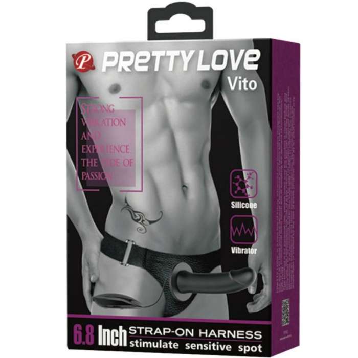 ARNES COM DILDO COM VIBRAÇAO E CONTROLE REMOTO - PRETTY LOVE
