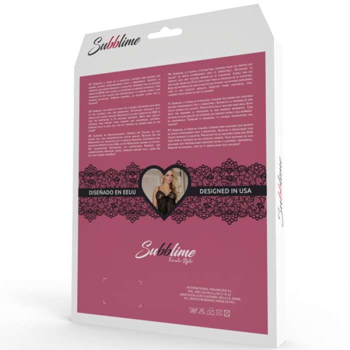 VESTIDO + TANGA - SUBBLIME-TOP E THONG SET PRETO L / XL