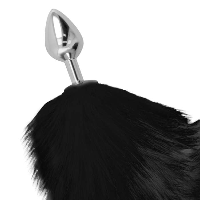 DARKNESS BLACK TAIL BUTT PLUG PRATA 8 CM