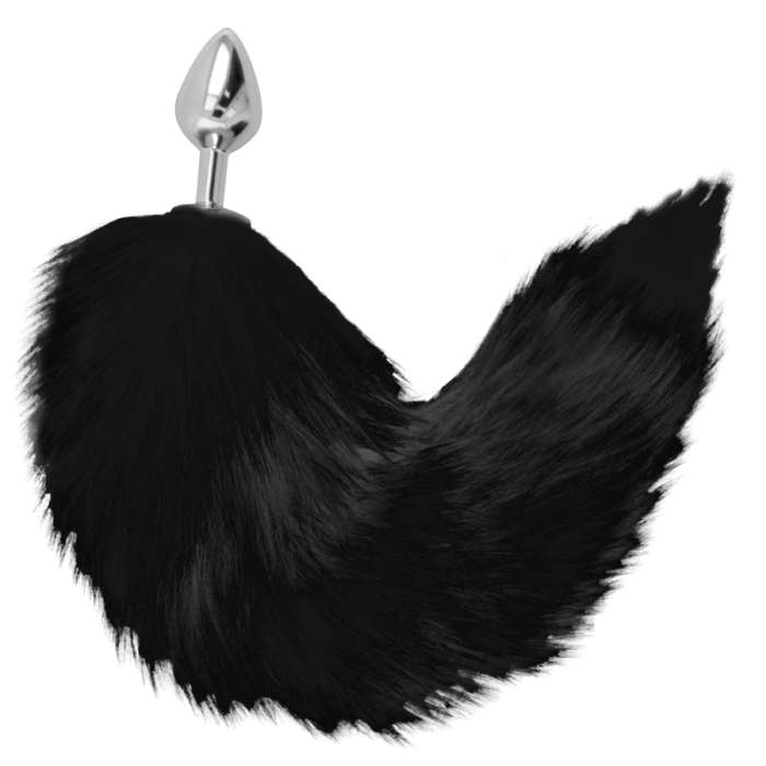 DARKNESS BLACK TAIL BUTT PLUG PRATA 8 CM