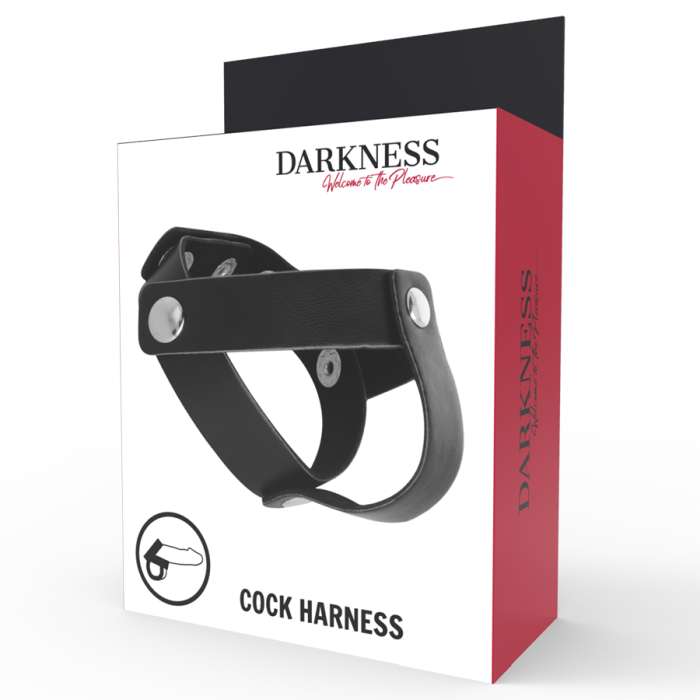 ANEL PARA PENIS E TESTICULOS - DARKNESS LEATHER C / B STRAP H-PIECE DIVIDE