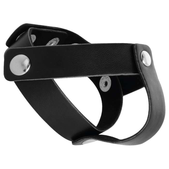 ANEL PARA PENIS E TESTICULOS - DARKNESS LEATHER C / B STRAP H-PIECE DIVIDE