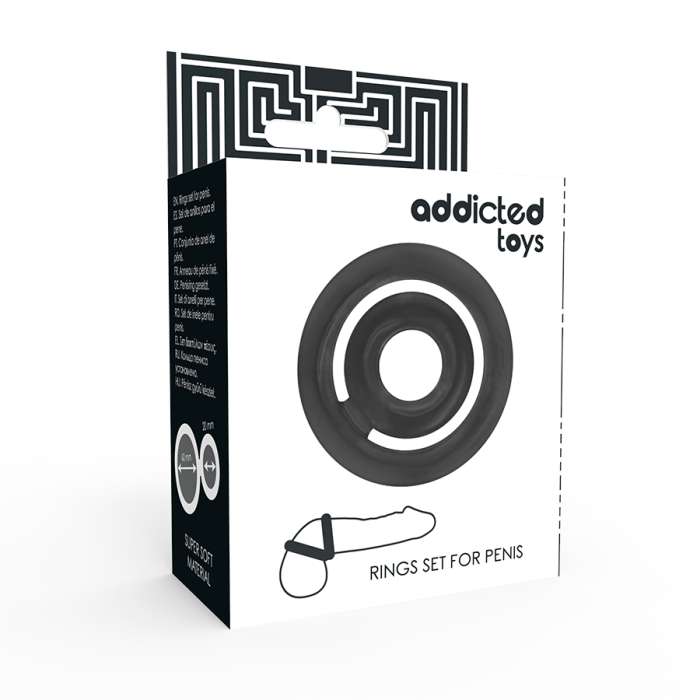CONJUNTO DE ANEIS - ADDICTED TOYS POTENZ SET ANILLOS PENE NEGRO