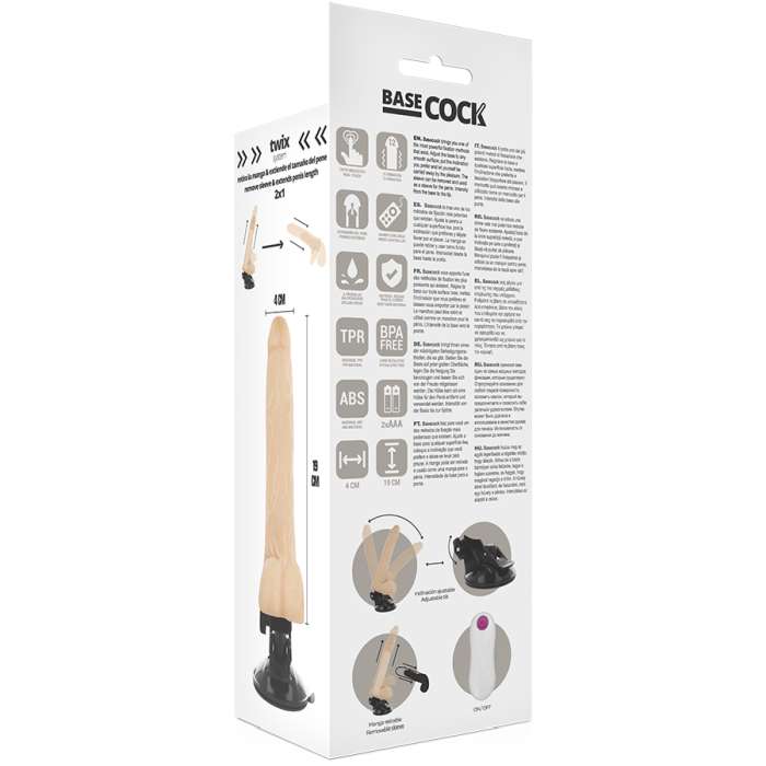 VIBRADOR REALISTICO COM CONTROLE REMOTO - BASECOCK 19 CM