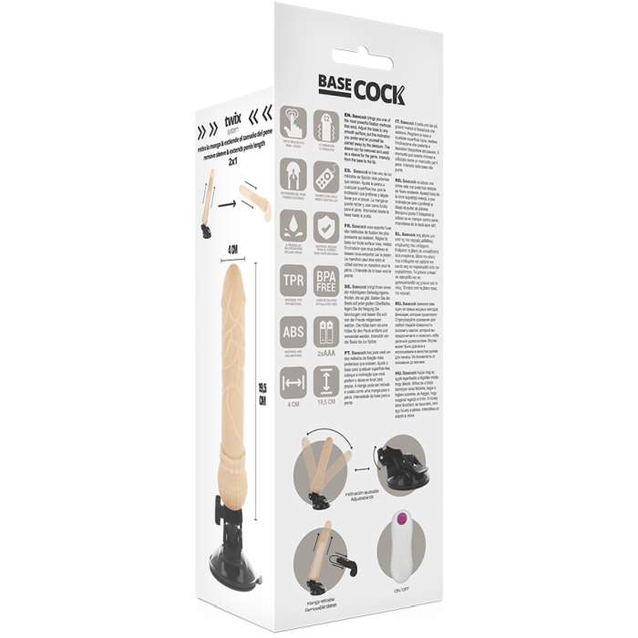 VIBRADOR REALISTICO COM CONTROLE REMOTO - BASECOCK 19,5 CM