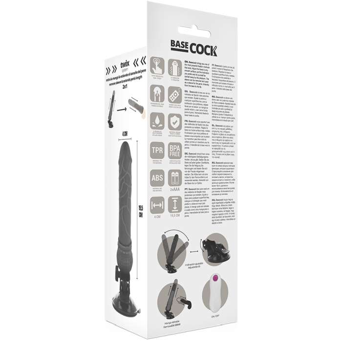 VIBRADOR REALISTICO COM CONTROLE REMOTO - BASECOCK 19,5 CM