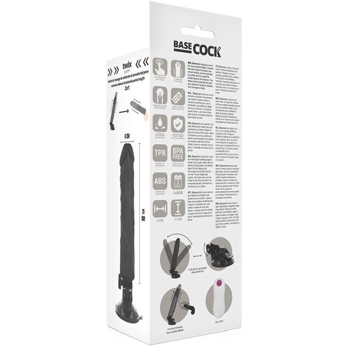 VIBRADOR REALISTICO COM CONTROLE REMOTO - BASECOCK 21 CM
