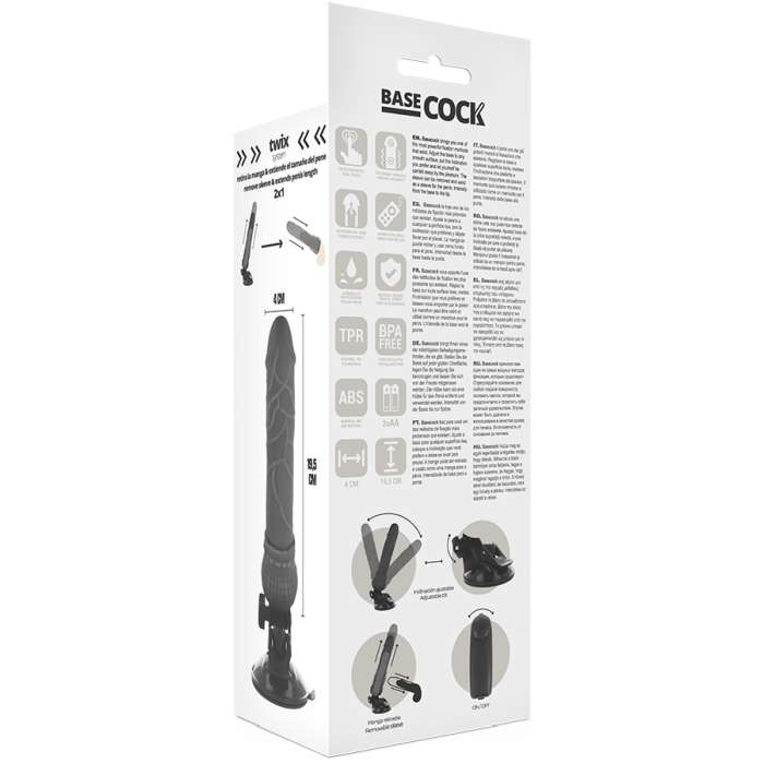 BASECOCK REALISTIC VIBRATOR REMOTE CONTROL PRETO 19,5 CM
