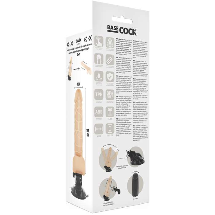 VIBRADOR REALISTICO COM CONTROLE REMOTO - BASECOCK 18,5 CM