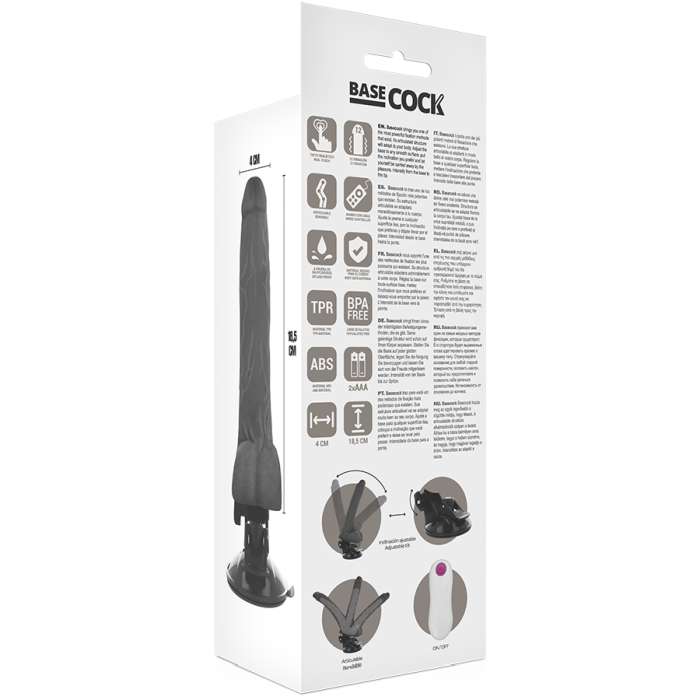 VIBRADOR REALISTICO COM CONTROLE REMOTO - BASECOCK 18,5 CM