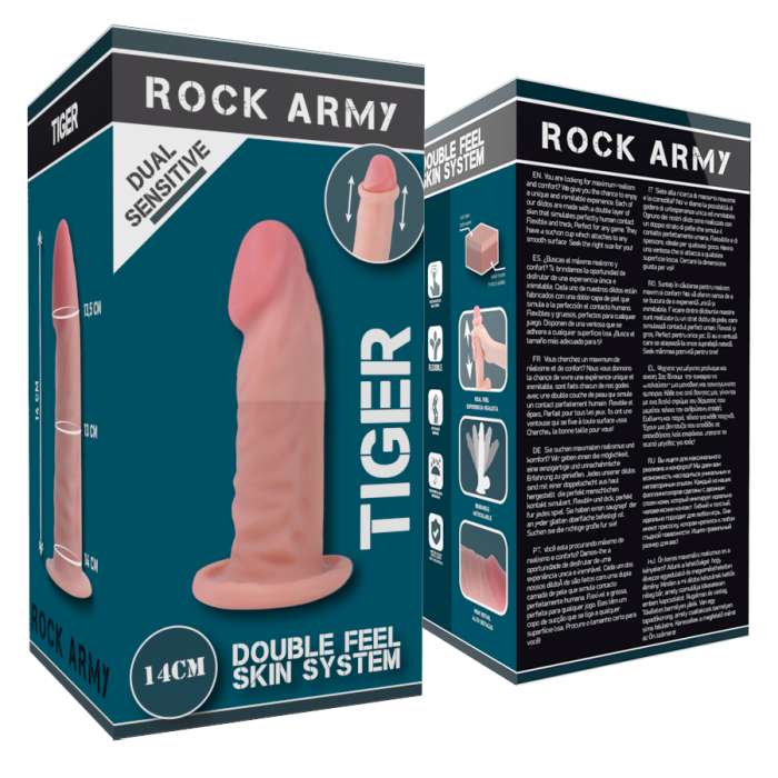 DILDO REALISTICO COM VENTOSA - ROCKARMY DUAL DENSITY TIGER 14CM