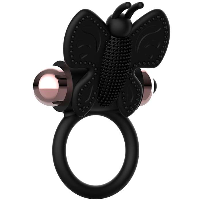 COQUETTE COCK RING BORBOLETA ANEL VIBRADOR PRETO / OURO