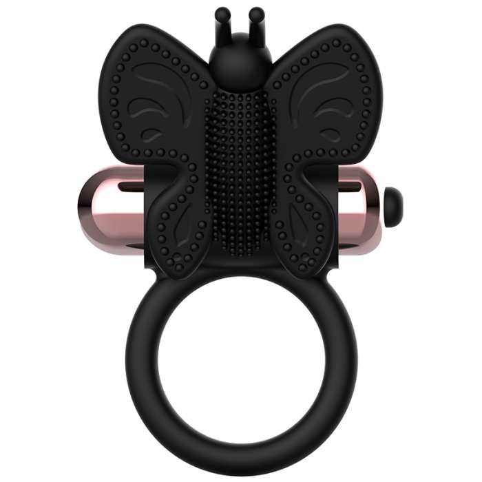 COQUETTE COCK RING BORBOLETA ANEL VIBRADOR PRETO / OURO