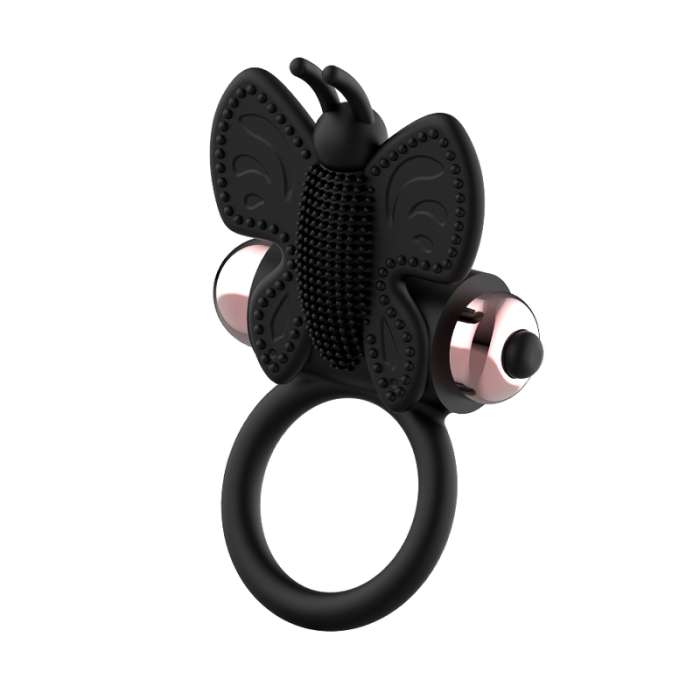 COQUETTE COCK RING BORBOLETA ANEL VIBRADOR PRETO / OURO
