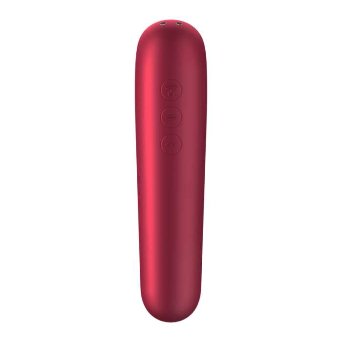 SATISFYER DUAL LOVE VIBRATOR AND SUCTIONER WITH PULSED AIR RED